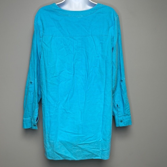 Soft Surroundings Linen Blend Beachy Casual Bright Blue Tunic Top Sz XL - Picture 2 of 5